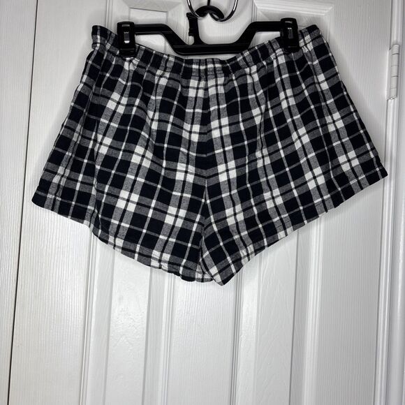 Dip Women’s XL Sleepwear Black White Plaid Flannel Pajama Shorts Drawstring - Picture 5 of 6